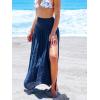 CUPSHE Women’s Sarong Coverups High Slit Swimsuit Cover Up Ruched Waist Beach Wrap Skirt Long Flowy Summer Coverup(Blue)