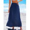 CUPSHE Women’s Sarong Coverups High Slit Swimsuit Cover Up Ruched Waist Beach Wrap Skirt Long Flowy Summer Coverup(Blue)