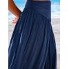 CUPSHE Women’s Sarong Coverups High Slit Swimsuit Cover Up Ruched Waist Beach Wrap Skirt Long Flowy Summer Coverup(Blue)