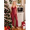CUPSHE Womens Satin Pajamas Set Silk Sleeveless Pjs Sets Lace Camisole Top and Pants(Red)