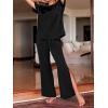 CUPSHE Womens Satin Silk Pajama Set Soft Pjs Sleepwear Short Sleeve Top with Long Pajama Pant Set(B-black)