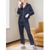 CUPSHE Womens Satin Silk Pajama Set Soft Pjs Sleepwear Short Sleeve Top with Long Pajama Pant Set(B-black-2)