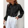CUPSHE Women’s Satin Tops Bow Tie Lantern Long Sleeve Blouses Silk Business Tops Office Work Shirt(Black)