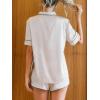 CUPSHE Womens Silk Pajamas Set Satin Short Sleeve Sleepwear Button Up Pjs Shorts Set(Champagne)