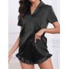 CUPSHE Womens Silk Pajamas Set Satin Short Sleeve Sleepwear Button Up Pjs Shorts Set(Midnight Dark)