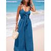 CUPSHE Women’s Sleeveless Jumpsuit Summer Tied Wide Leg One Piece Romper Casual Elegant Outfit Beach Travel Vacation(Blue)