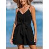 CUPSHE Women’s Sleeveless Spaghetti Strap Summer Romper Tie Front Cute Wide Leg Beach Vacation Loose Jumpsuit(Black)