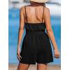 CUPSHE Women’s Sleeveless Spaghetti Strap Summer Romper Tie Front Cute Wide Leg Beach Vacation Loose Jumpsuit(Black)