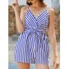 CUPSHE Women’s Sleeveless Spaghetti Strap Summer Romper Tie Front Cute Wide Leg Beach Vacation Loose Jumpsuit(Blue)