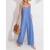 CUPSHE Women’s Sleeveless Spaghetti Straps Jumpsuit Pleated Long Pants Dressy Vacation Outfits(Blue)