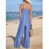 CUPSHE Women’s Sleeveless Spaghetti Straps Jumpsuit Pleated Long Pants Dressy Vacation Outfits(Blue)