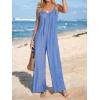 CUPSHE Women’s Sleeveless Spaghetti Straps Jumpsuit Pleated Long Pants Dressy Vacation Outfits(Blue)