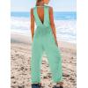 CUPSHE Women’s Sleeveless V Neck Sleeveless Waist Tie Wide Leg Jumpsuit Beach Vacation Outfits(Green)