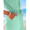 CUPSHE Women’s Sleeveless V Neck Sleeveless Waist Tie Wide Leg Jumpsuit Beach Vacation Outfits(Green)