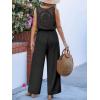 CUPSHE Women’s Sleeveless V Neck Wrap Tie Front Eyelet Dressy Work Summer Wide Leg Beach Vacation Jumpsuits(Black)
