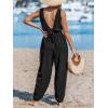 CUPSHE Women’s Sleeveless Woven Sleeveless Wide Leg Dressy Casual Jumpsuit Beach Vacation Outfits(Black)