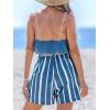 CUPSHE Women’s Spaghetti Strap Striped Wide Leg Sleeveless Elasticized Waist Straight Leg Beach Vacation Jumpsuits(Blue)