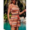 CUPSHE Women’s Striped Romper Summer Sleeveless Waist Tie Scoop Neck Knit Jumpsuits Wide Leg Hobo Overalls Vacation Outfits(Orange)