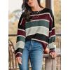 CUPSHE Womens Striped Sweaters Crewneck Long Sleeve Colorblock Casual Pullover Sweater Tops(Black)
