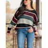 CUPSHE Womens Striped Sweaters Crewneck Long Sleeve Colorblock Casual Pullover Sweater Tops(Black)