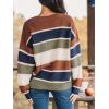 CUPSHE Womens Striped Sweaters Crewneck Long Sleeve Colorblock Casual Pullover Sweater Tops(Brown Stripe)