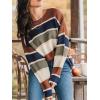 CUPSHE Womens Striped Sweaters Crewneck Long Sleeve Colorblock Casual Pullover Sweater Tops(Brown Stripe)