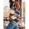 CUPSHE Womens Striped Sweaters Crewneck Long Sleeve Colorblock Casual Pullover Sweater Tops(Brown Stripe)