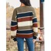 CUPSHE Womens Striped Sweaters Crewneck Long Sleeve Colorblock Casual Pullover Sweater Tops(Green)