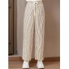 CUPSHE Womens Striped Trousers Wide Leg Pinstripe Beach Pants Cute Casual Lounge Pajama Palazzo Pant with Pockets(Brown)