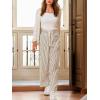 CUPSHE Womens Striped Trousers Wide Leg Pinstripe Beach Pants Cute Casual Lounge Pajama Palazzo Pant with Pockets(Brown)