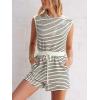 CUPSHE Women’s Stripes Romper Cap Sleeve Wide Leg Jumpsuit Casual Overall Outfit(White)
