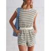CUPSHE Women’s Stripes Romper Cap Sleeve Wide Leg Jumpsuit Casual Overall Outfit(White)