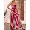 CUPSHE Women’s Stripes Sleeveless Wide Leg Jumpsuit Tie Front Long Pants Rompers Overall Outfit(Red)