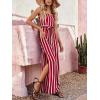 CUPSHE Women’s Stripes Sleeveless Wide Leg Jumpsuit Tie Front Long Pants Rompers Overall Outfit(Red)