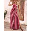 CUPSHE Women’s Stripes Sleeveless Wide Leg Jumpsuit Tie Front Long Pants Rompers Overall Outfit(Red)