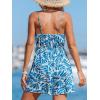 CUPSHE Women’s Summer Beach Resort Camisole Wide Leg Romper Mini Sleeveless Pleated Twisted Tropical Beach Vacation Jumpsuit(Blue)