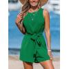 CUPSHE Women’s Summer Beach Vacation Sleeveless Jumpsuit Loose Casual Tank Self Tie Wide Leg Romper(Green)