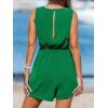 CUPSHE Women’s Summer Beach Vacation Sleeveless Jumpsuit Loose Casual Tank Self Tie Wide Leg Romper(Green)