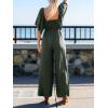 CUPSHE Women’s Summer Deep Neck Jumpsuit Short Sleeves Ruffle Straight Leg Long Pants with Pockets Beach Vacation Outfit(Green)