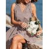 CUPSHE Women’s Summer Dresses 100% Cotton Plaid Ruffle Sleeve V Neck Tie Front Smocked Mini Dress(Brown)