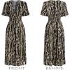 CUPSHE Women’s Summer Dresses Abstract Tie Dye V Neck Short Sleeve Elastic Waist Maxi Dress(Black)