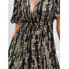 CUPSHE Women’s Summer Dresses Abstract Tie Dye V Neck Short Sleeve Elastic Waist Maxi Dress(Black)