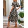 CUPSHE Women’s Summer Dresses Abstract Tie Dye V Neck Short Sleeve Elastic Waist Maxi Dress(Black)