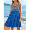 CUPSHE Womens Summer Dresses Sleeveless Paisley Beach Ruffled Spaghetti Straps Casual Vacation Mini Cover Up Dress(Blue)