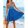 CUPSHE Womens Summer Dresses Sleeveless Paisley Beach Ruffled Spaghetti Straps Casual Vacation Mini Cover Up Dress(Blue)