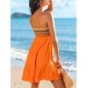 CUPSHE Womens Summer Dresses Sleeveless Paisley Beach Ruffled Spaghetti Straps Casual Vacation Mini Cover Up Dress(Burnt Orange)
