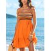 CUPSHE Womens Summer Dresses Sleeveless Paisley Beach Ruffled Spaghetti Straps Casual Vacation Mini Cover Up Dress(Burnt Orange)