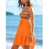 CUPSHE Womens Summer Dresses Sleeveless Paisley Beach Ruffled Spaghetti Straps Casual Vacation Mini Cover Up Dress(Burnt Orange)