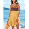 CUPSHE Womens Summer Dresses Sleeveless Paisley Beach Ruffled Spaghetti Straps Casual Vacation Mini Cover Up Dress(Yellow)