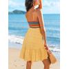 CUPSHE Womens Summer Dresses Sleeveless Paisley Beach Ruffled Spaghetti Straps Casual Vacation Mini Cover Up Dress(Yellow)